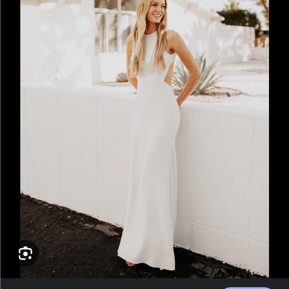 Sarah Seven Minimalist White Backless Wedding Dress